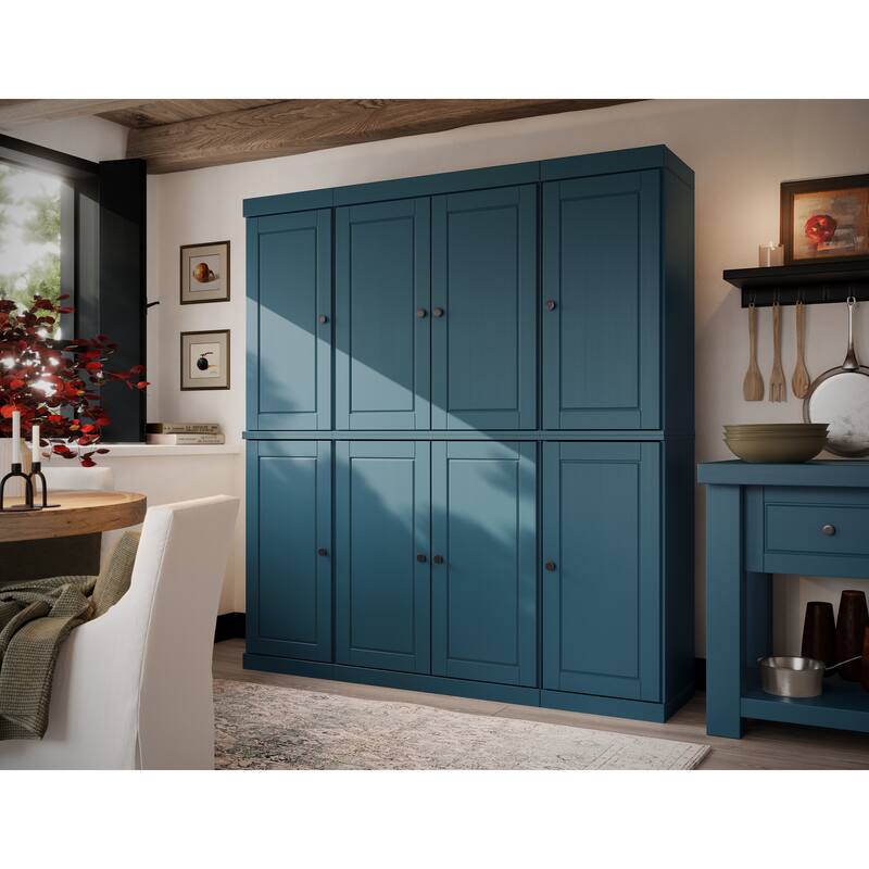100% Solid Wood Kitchen China Pantry Buffet with Glass or Solid Wood Doors and 2-Drawer Kit by Palace Imports - 65" x 71.5"