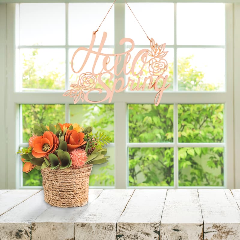 National Tree Company 8 in. Spring Rope Basket Floral Bundle