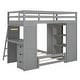 preview thumbnail 13 of 34, Twin Over Twin Bunk Bed with LED Lights & USB Ports, Grey, with Storage