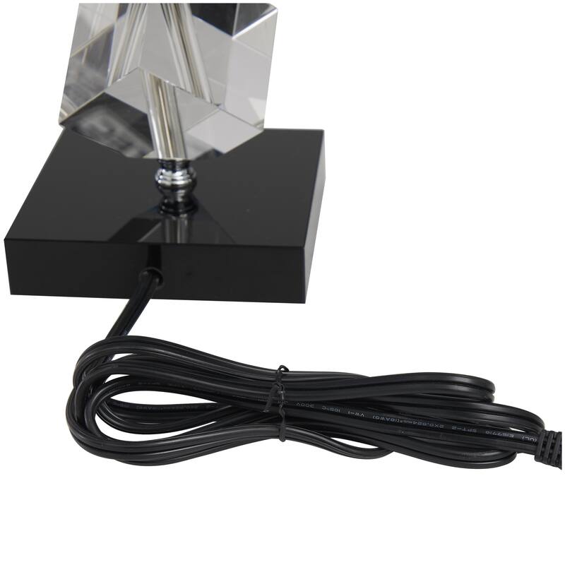 Crystal Geometric Diamond Inspired Room Table Lamp with Black Crystal Base - Clear - Roche River Decor