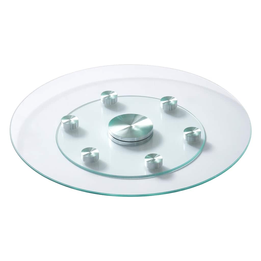 Clear Glass Round Lazy Susan Turntable with Rotation for Serving Table or Kitchen Use