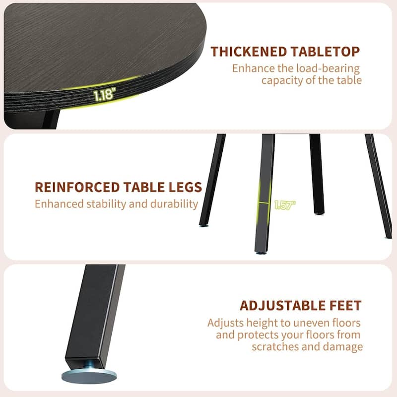 47" Round Kitchen Dining Table with Storage Shelf for Kitchen, Living Room (Table Only)