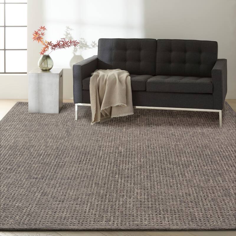 Calvin Klein Volcanic Contemporary Solid Area Rug - 7'9" x 9'9" - Charcoal