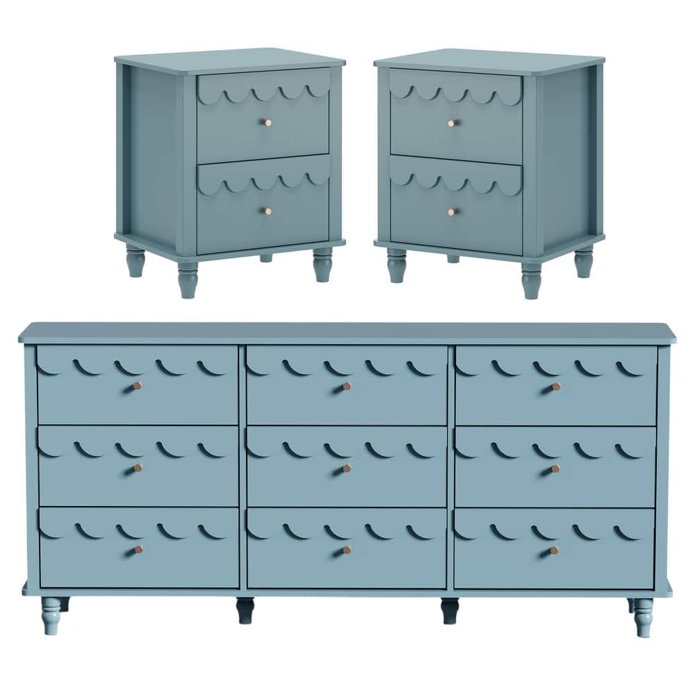 Princess Storage Set 9-Drawer Lace Dresser with Nightstand