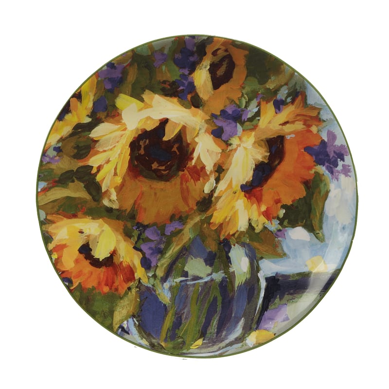 Certified International Sunflower Bouquet 9" Salad/Dessert Plates, Set of 4 Assorted Designs - 10.75' x 11'