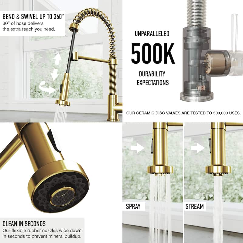 VIGO Edison 19" H Single Handle Pull-Down Sprayer Kitchen Faucet