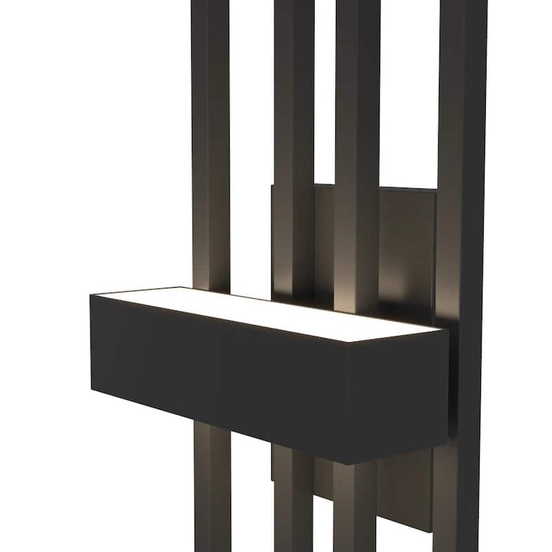 Modern Geometric Matte Black LED Flush Mount Wall Sconce