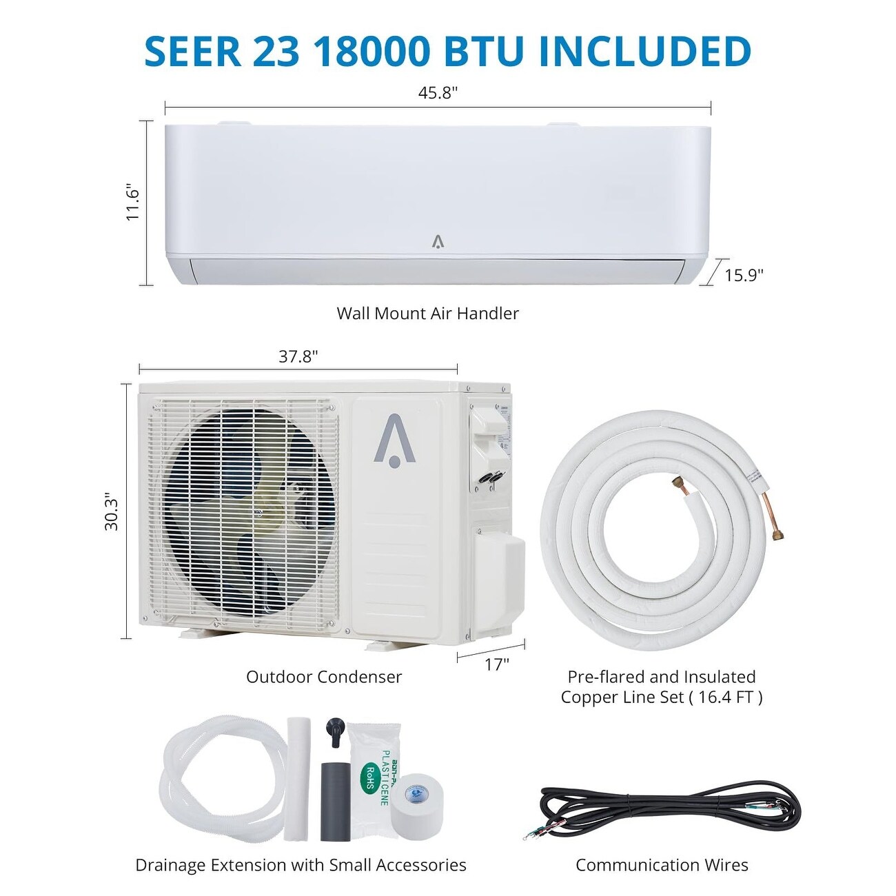 18000 BTU Smart Mini Split Air Conditioner with Heater, 23 SEER - Bed Bath  u0026 Beyond - 39009309