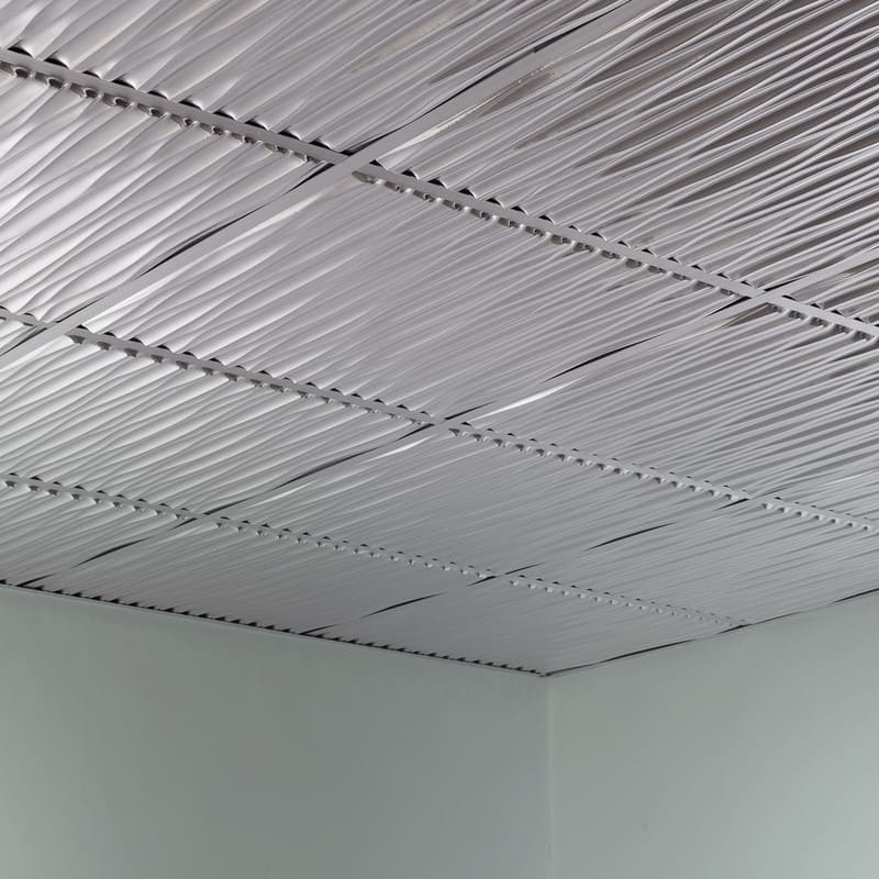 FASÄDE Dunes Decorative Vinyl 2ft x 2ft Lay in Ceiling Panel in Brushed Aluminum (5 Pack)