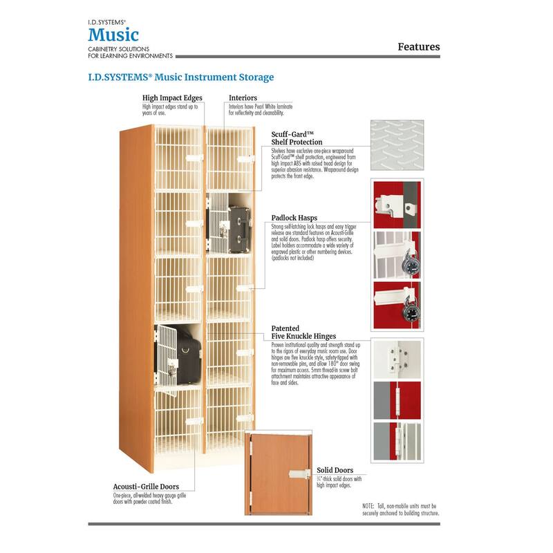 Large Instrument Storage Cabinet - Adjustable Shelves - Band & Orchestra Gear Organizer - 27"W x 29"D x 84"H