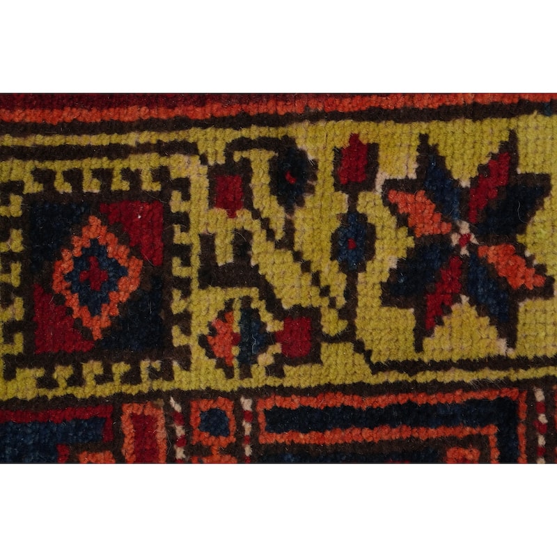 Hand Knotted Oriental 100% Wool Carpet Traditional Geometric Red Ardebil Runner Rug - 11' 0'' X 3' 2''