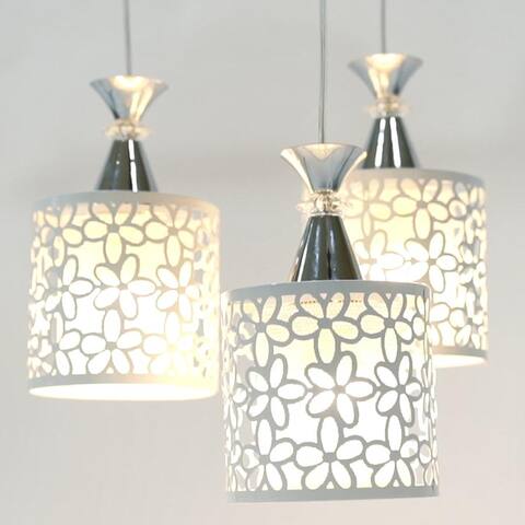 3-Light Modern Cluster Chrome Silver Pendant Light Metal Shade