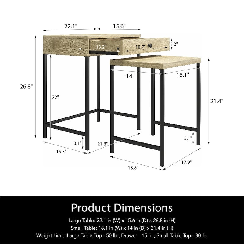 Ameriwood Home Cass Nesting Side Tables