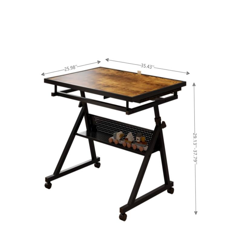 Tiltable Puzzle Table with Trays and Lockable Wheelsa
