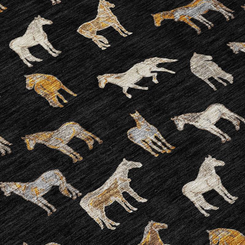 Machine Washable Indoor/ Outdoor Horses Chantille Rug