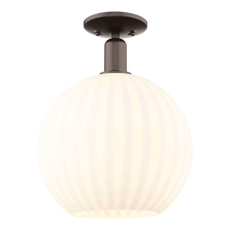 Innovations Lighting 716-1C-15-12 White Venetian Semi-Flush White - Oil Rubbed Bronze / White Venetian