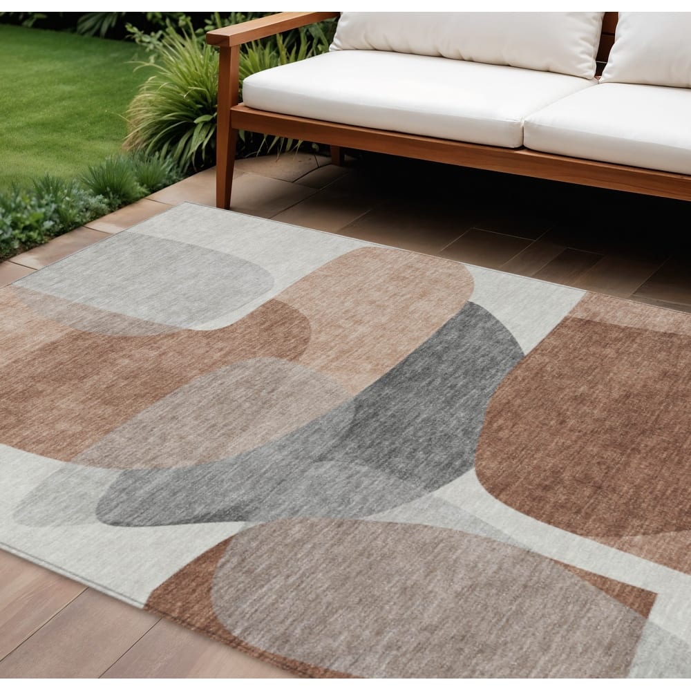 HomeRoots Abstract Transitional Rectangle Outdoor Rug