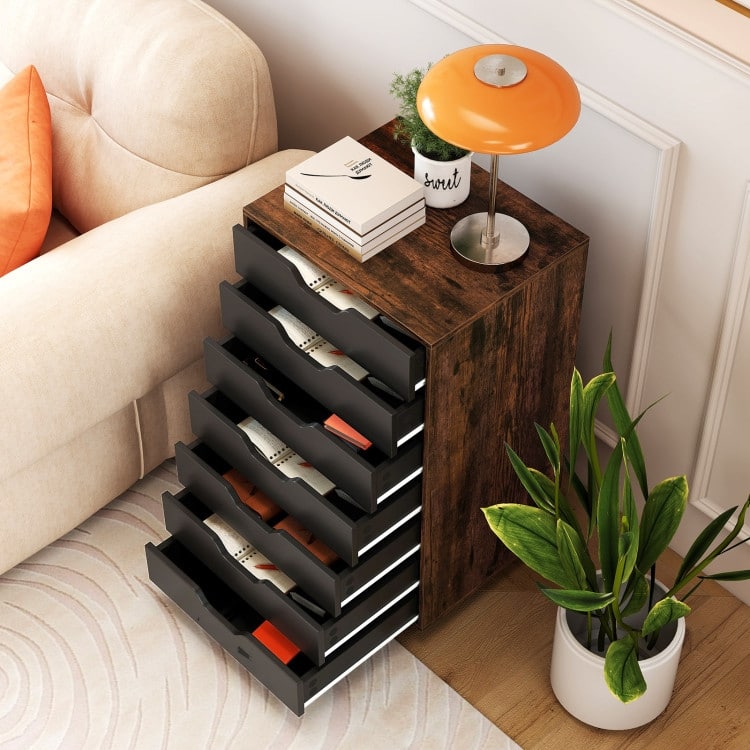 7-Drawer Chest Storage Dresser Floor Cabinet Organizer with Wheels