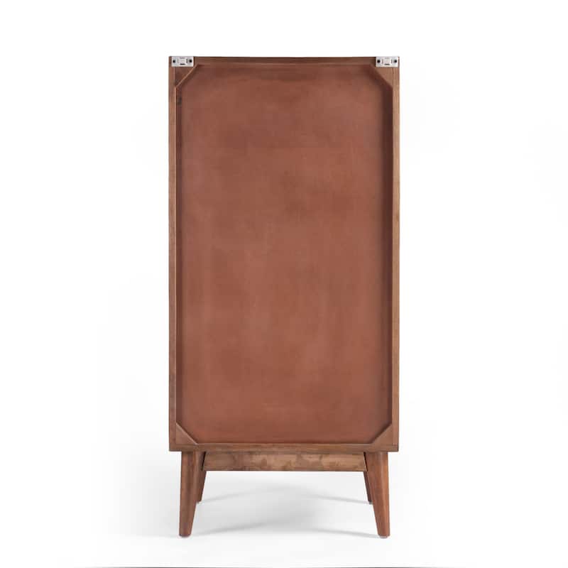 Roomfitters Mid-Century Modern 3-Drawer Wood Storage Cabinet with Open Shelf, Solid Wood Accent Furniture, Light Oak