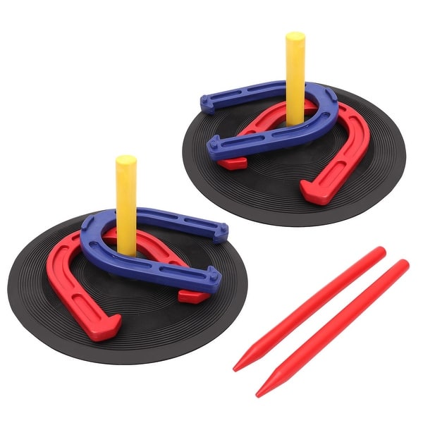 slide 2 of 9, GSE™ Rubber Horseshoe Game Set for Kids & Adults. Horseshoe Throwing Game for Indoor and Outdoor Playing - Rubber Horseshoe Set 16 Years and Up - Rubber Horseshoe Set