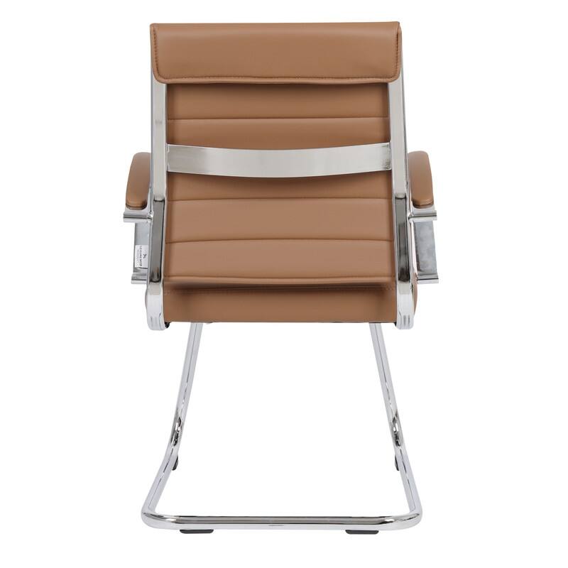 Benmar Series Mid Back Modern Leather Office Executive Desk Chair, Ergonomic Seating with Stainless Steel Sled Base