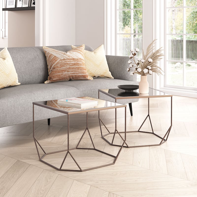 Arzon Coffee Table Set Bronze - Bronze