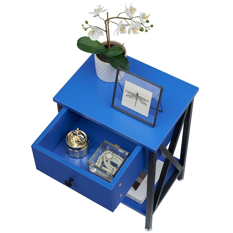 VECELO Modern Nightstand 1-Drawer with Storage Shelf, End Table/Side Table