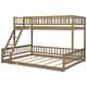preview thumbnail 11 of 10, Walnut Twin XL over Queen Size Bunk Bed with Ladder and Guardrails for Kids