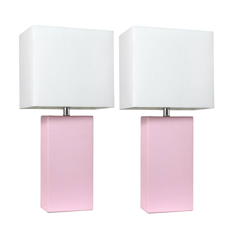 21 in. Brown Finish Table Lamp with White Shade, Sturdy Table Lamp for Living Rooms and Bedrooms, Set of 2