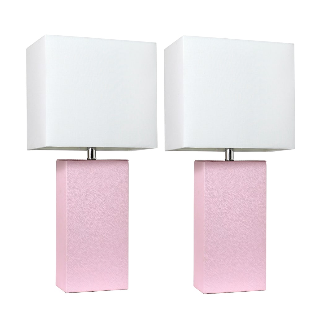 21 in. Brown Finish Table Lamp with White Shade, Sturdy Table Lamp for Living Rooms and Bedrooms, Set of 2