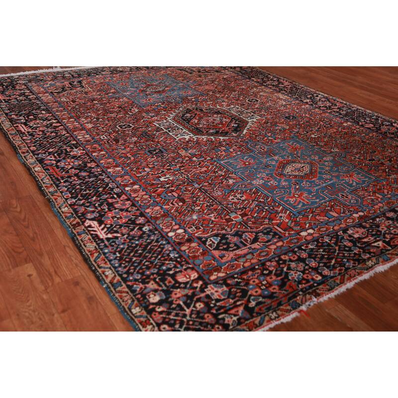 Hand Knotted Oriental 100% Wool Carpet Traditional Tribal Red Gharajeh Area Rug - 6' 3'' X 5' 0''