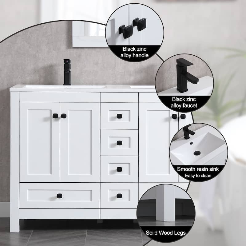 48" Bathroom Vanity Set W/Drop in Sink Faucet Cabinet Combo