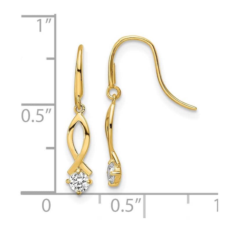 Curata 14k Gold CZ Cubic Zirconia Long Drop Dangle Earrings - 22.25x3.95mm Wide