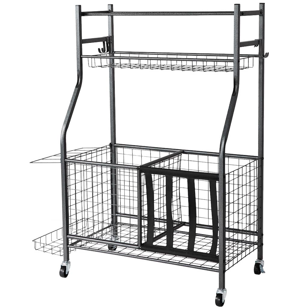 Sports Equipment Garage Organizer Indoor/Outdoor Sports Gear and Toys Storage - 4 pcs 2 storage baskets