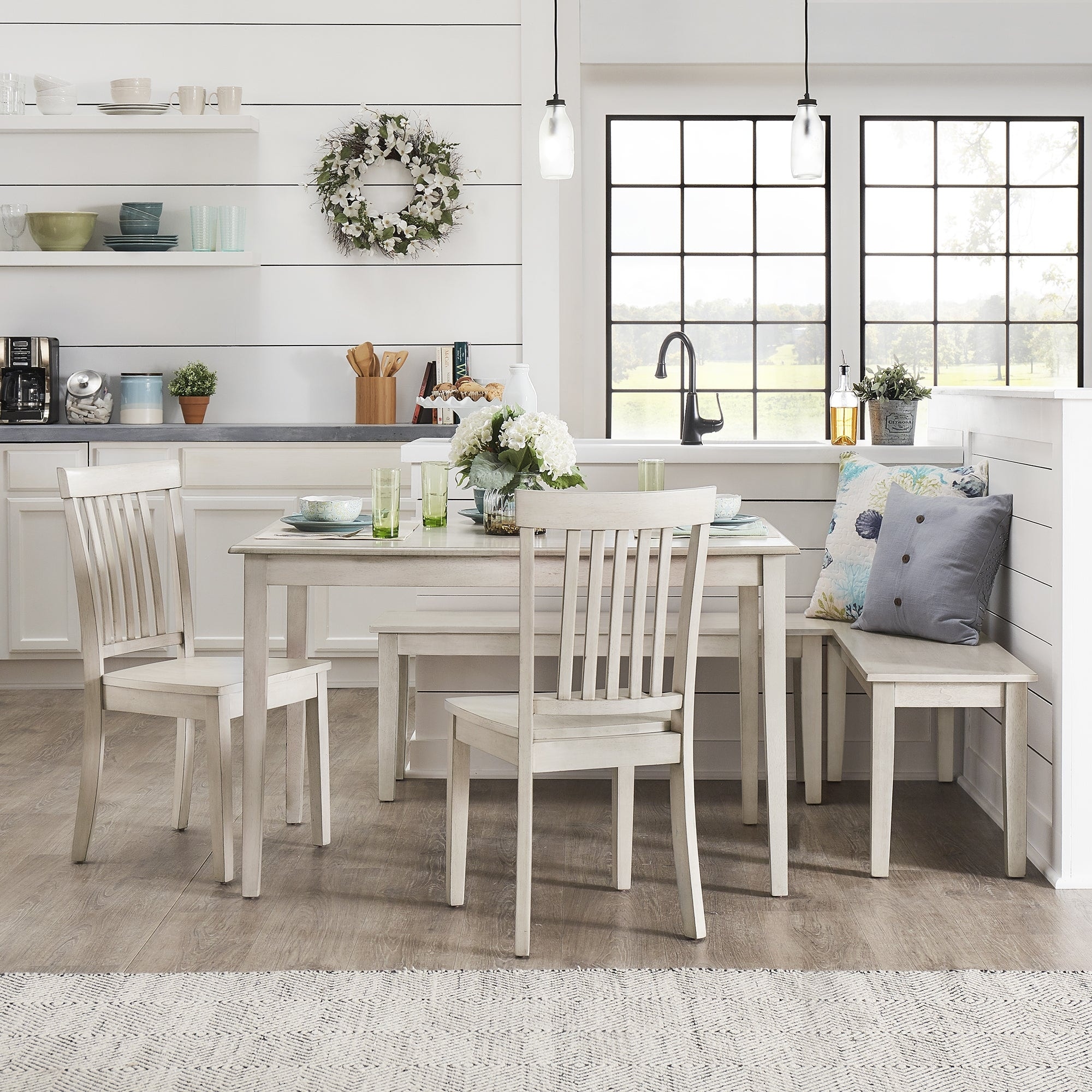 White breakfast nook cheap table set