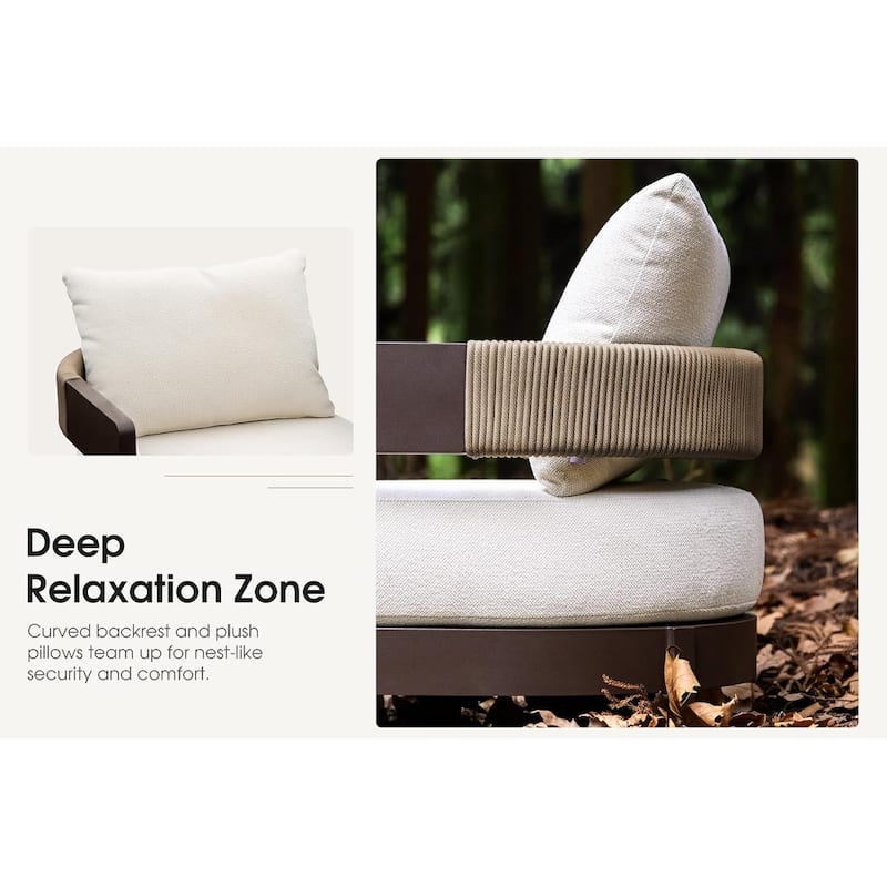 PURPLE LEAF Modern Aluminum Sectional Sofa with 7.87" Cushions for Yard Porch Deck Outdoor Conversation Sets