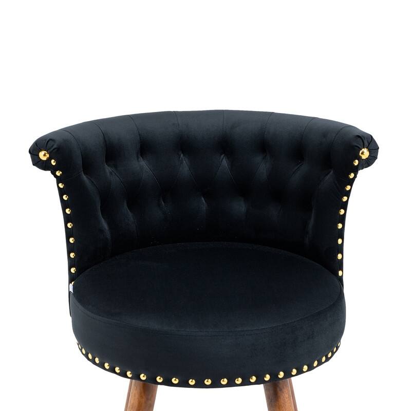 Upholstered Bar Stool With Back And Footrest（Set of 2）Black - Set of 2