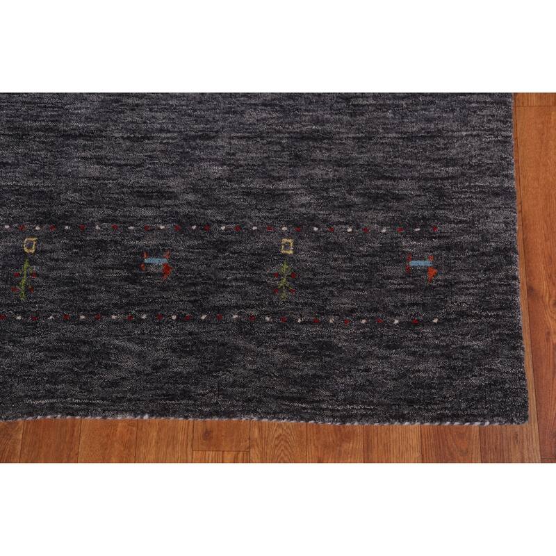 Hand Knotted Oriental 100% Wool Carpet Tribal Animal Pictorial Greys & Charcoal Gabbeh Area Rug - 7' 10'' X 5' 0''
