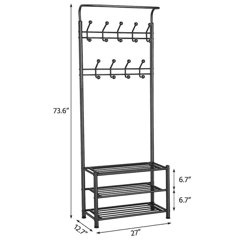 Yaheetech 74" H Metal Coat Racks Free Standing Entryway Storage Rack