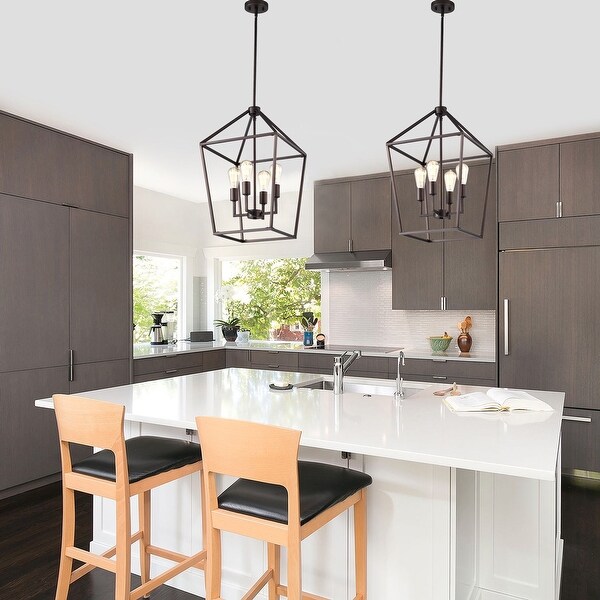 Danhelli 4 Light Kitchen Island Lantern Pendant Light - Bed Danhelli 4 Light Kitchen Island Lantern Pendant Light - Bed