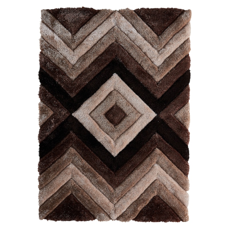 Mateos Shag Collection Geometric Area Rug - 8' X 10' - Brown
