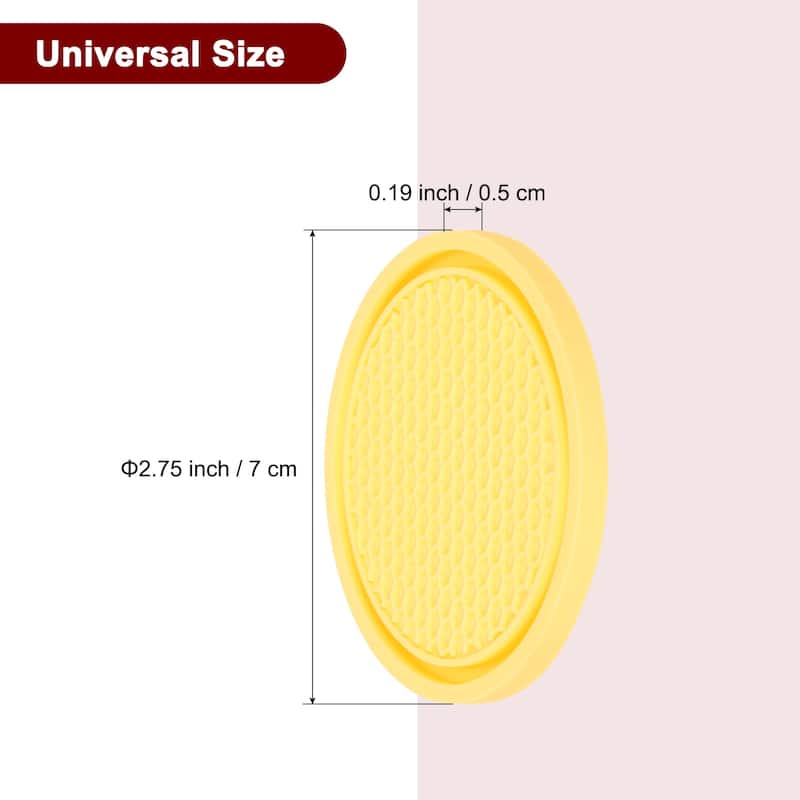 Car Cup Coasters PVC Car Cup Mats Non-Slip Universal Cup Holder - 2.76" - Yellow