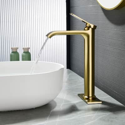 10.9"H Solid Brass Single-handle Bathroom Sink Faucet