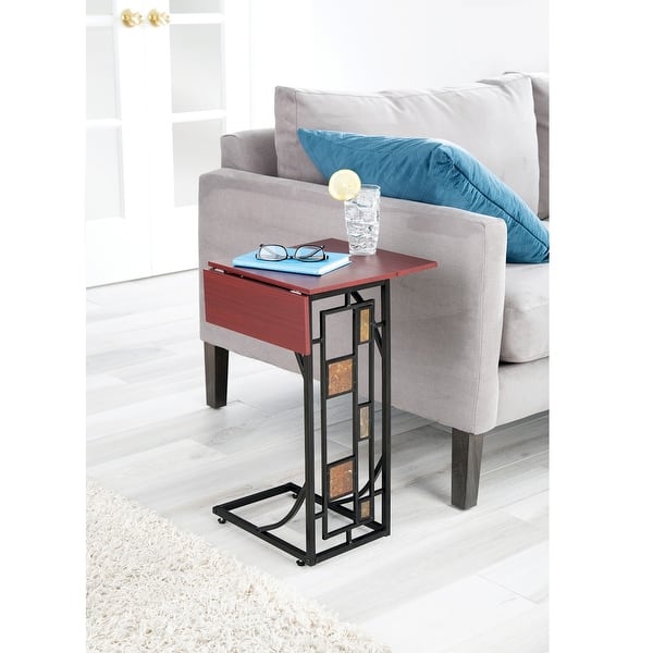 Shop Expandable Wood Top Sofa Side End Table Metal Base W