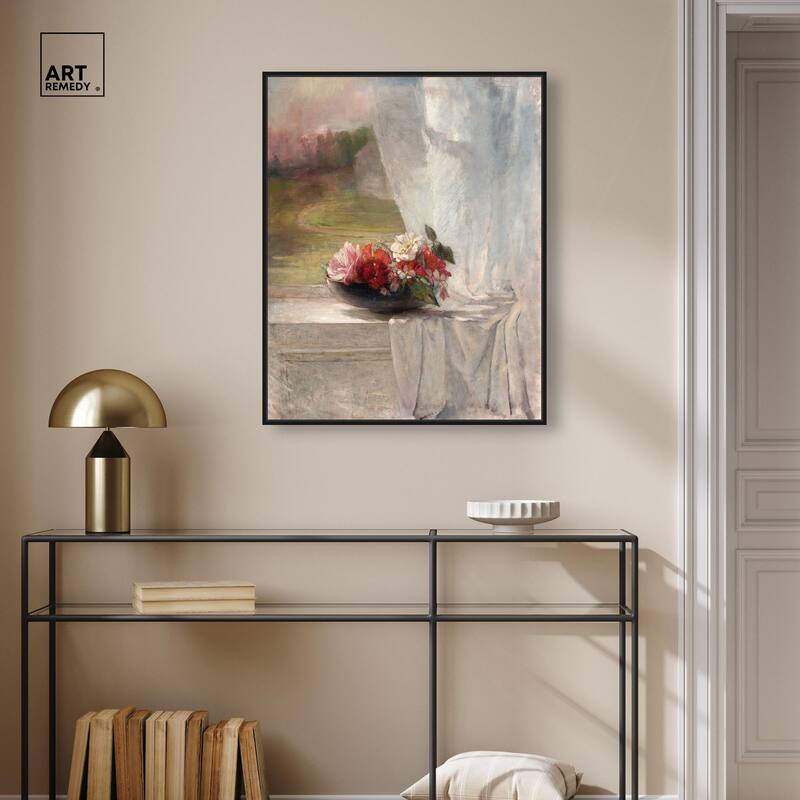 Flowers on a Window 1861 Canvas by Art Remedy