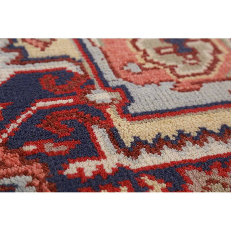 Hand Knotted Oriental 100% Wool Carpet Traditional Medallion Red Heriz (serapi) Area Rug - 9' 11'' X 7' 10''