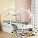 preview thumbnail 19 of 34, Twin/ Full Size Headboard Bed with Shelves and Mini-cabinet, Creativity Wooden House Bed Frame for Kids, Teens White - Full