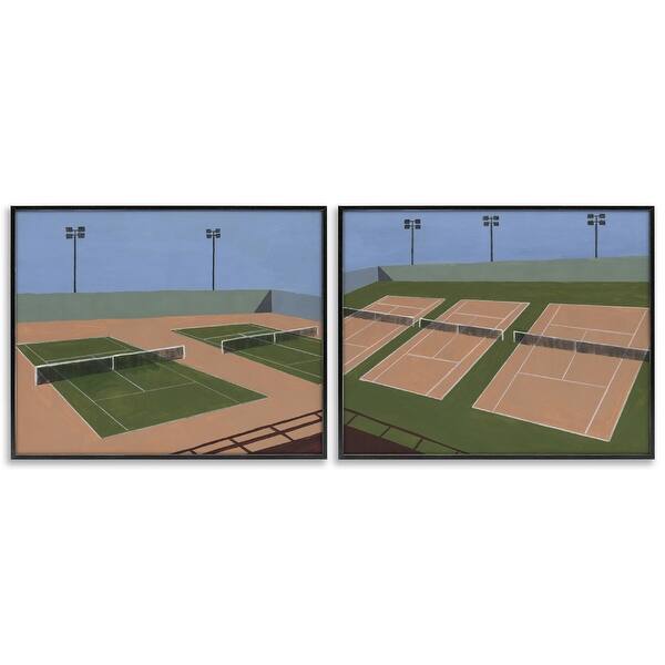 slide 2 of 9, Stupell Competitive Tennis Courts Framed Giclee Art Design By Michael Willett (Set of 2) 14 x 11 - Black