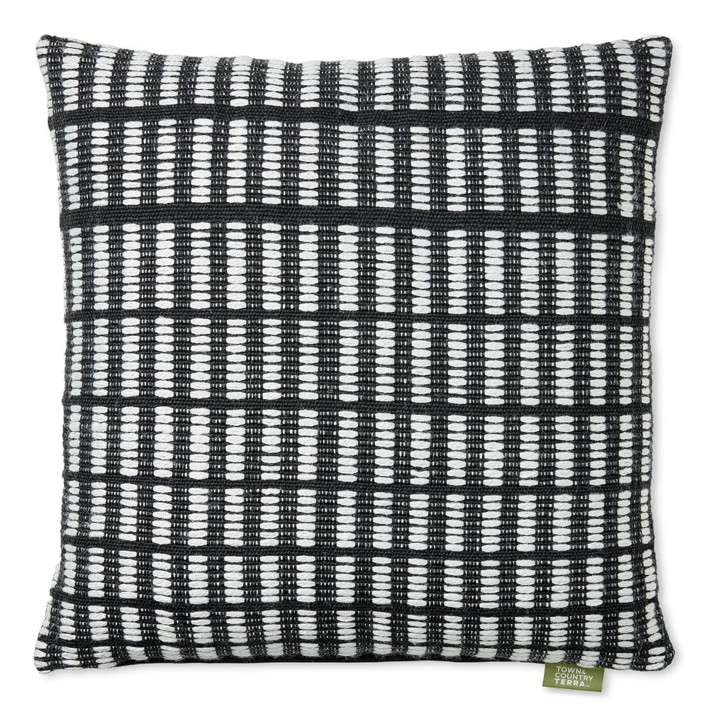 TOWN & COUNTRY TERRA Alara Textured Geo Stripe Indoor Outdoor Decorative Pillow