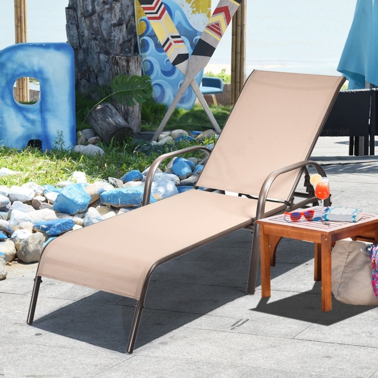 Adjustable Patio Chaise Folding Lounge Chair with Backrest - 75.5" x 26" x 24.5" (L x W x H)